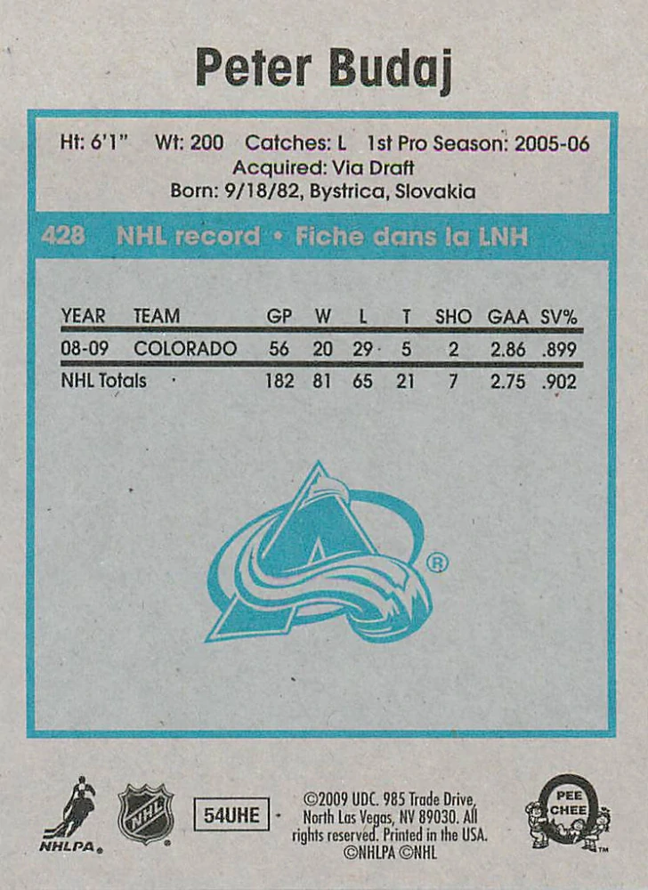 2009-10 UD O-Pee-Chee - Peter Budaj - Retro #428