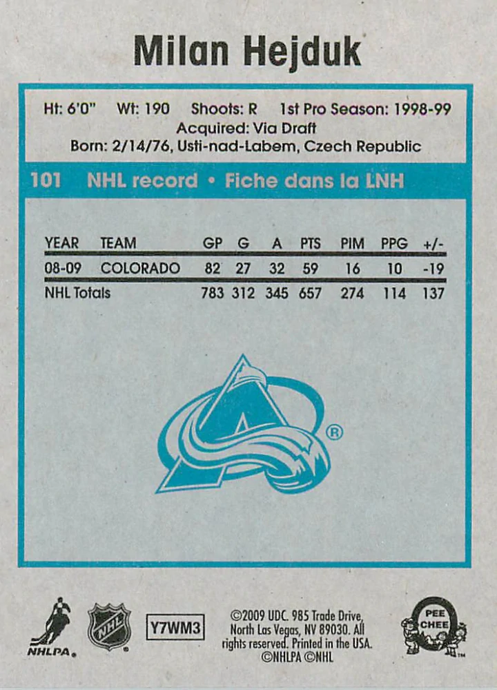 2009-10 UD O-Pee-Chee - Milan Hejduk - Retro #101
