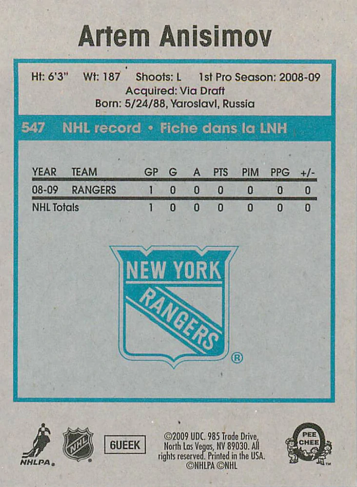 2009-10 UD O-Pee-Chee - Artem Anisimov - Retro #547