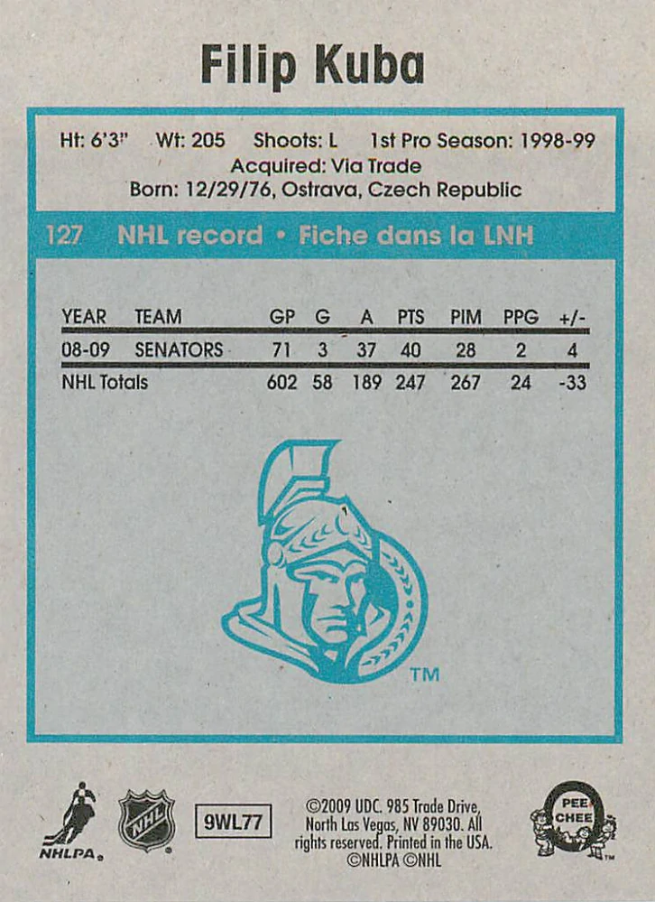 2009-10 UD O-Pee-Chee - Filip Kuba - Retro #127