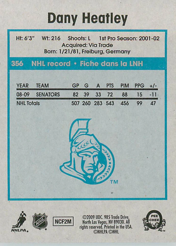 2009-10 UD O-Pee-Chee - Dany Heatley - Retro #356