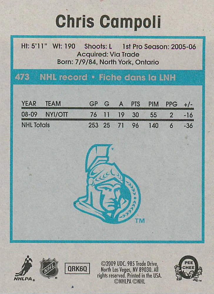 2009-10 UD O-Pee-Chee - Chris Campoli - Retro #473