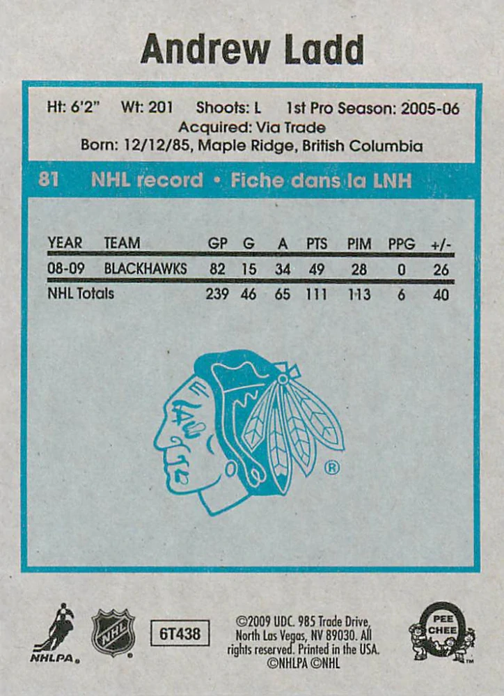 2009-10 UD O-Pee-Chee - Andrew Ladd - Retro #81