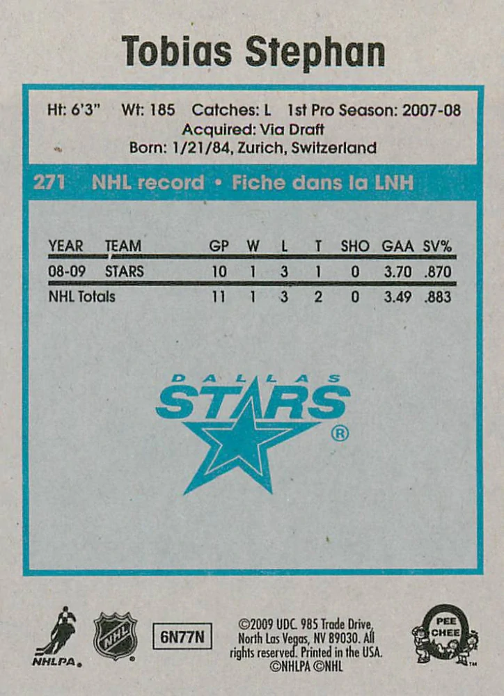 2009-10 UD O-Pee-Chee - Tobias Stephan - Retro #271