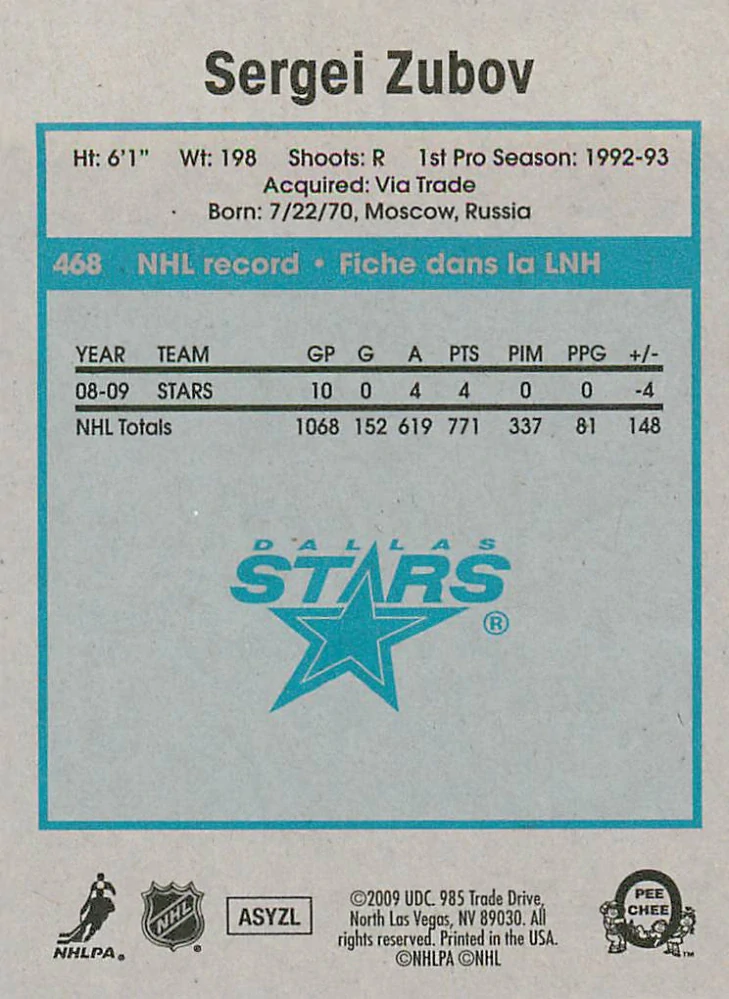 2009-10 UD O-Pee-Chee - Sergei Zubov - Retro #468