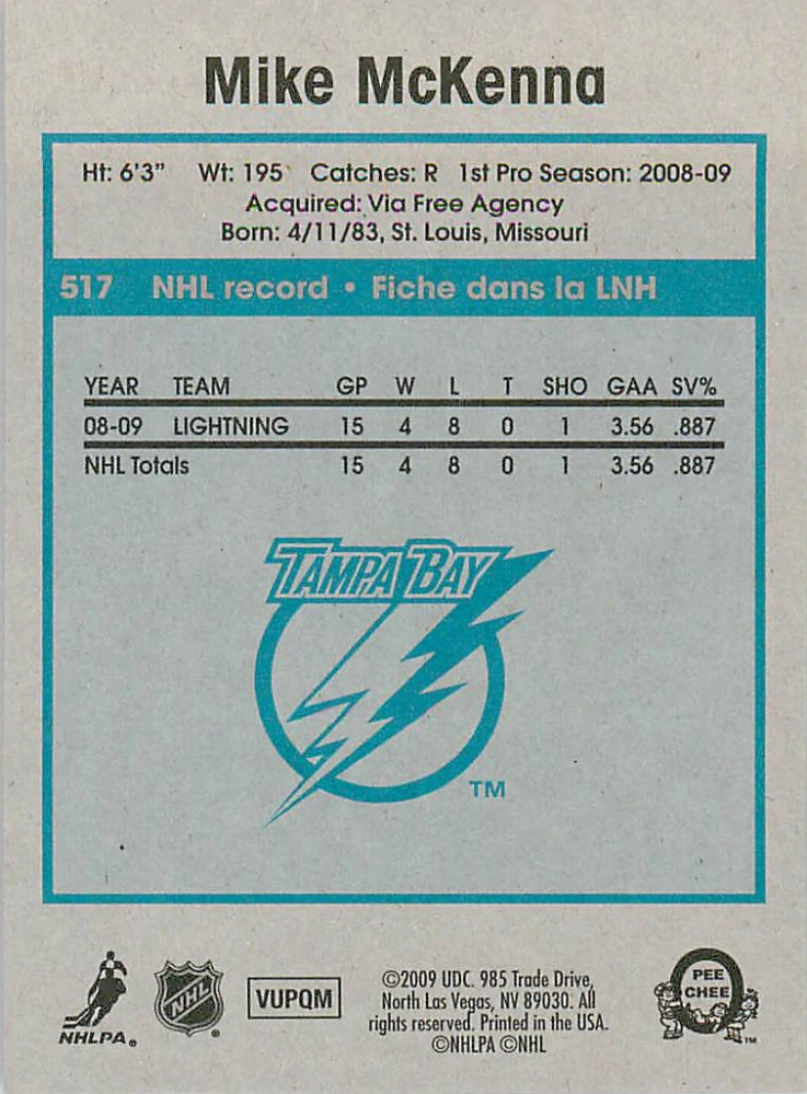 2009-10 UD O-Pee-Chee - Mike McKenna - Retro #517