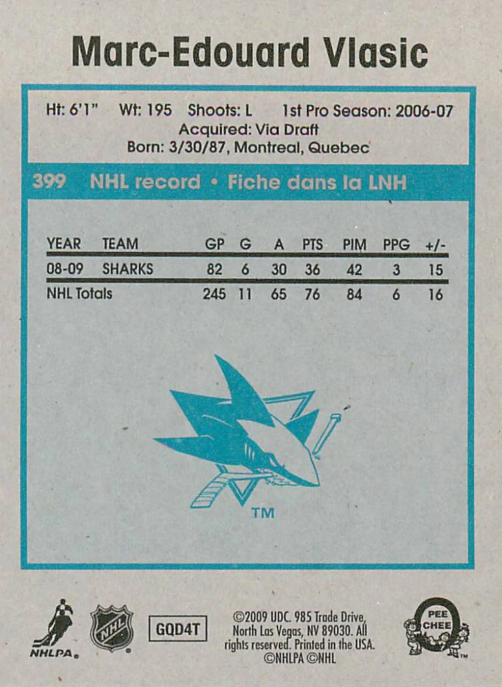2009-10 UD O-Pee-Chee - Marc-Edouard Vlasic - Retro #399