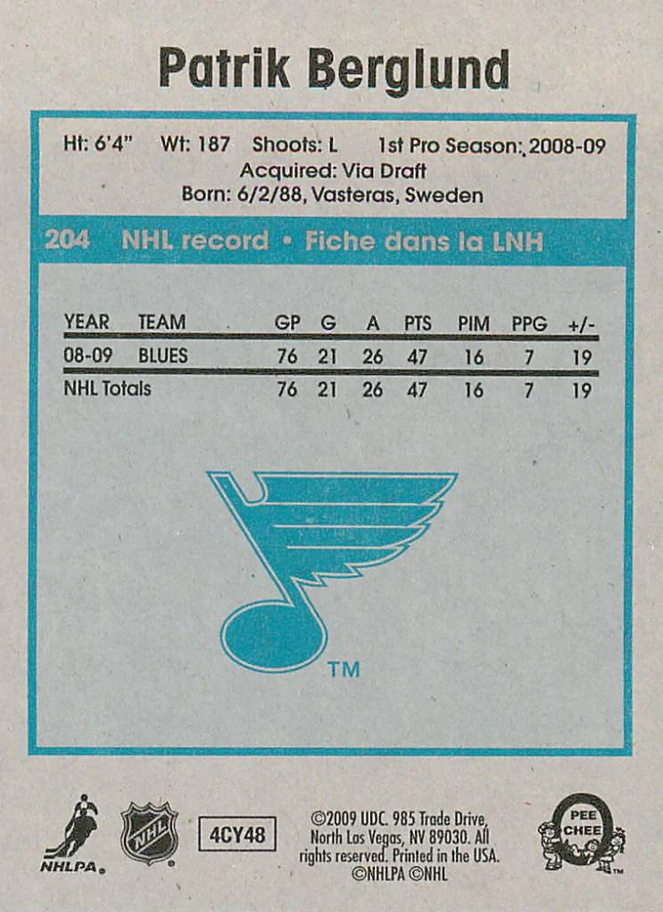 2009-10 UD O-Pee-Chee - Patrik Berglund - Retro #204