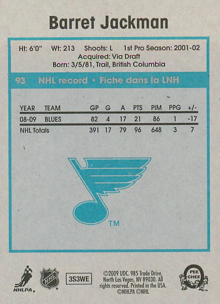 2009-10 UD O-Pee-Chee - Barret Jackman - Retro #93