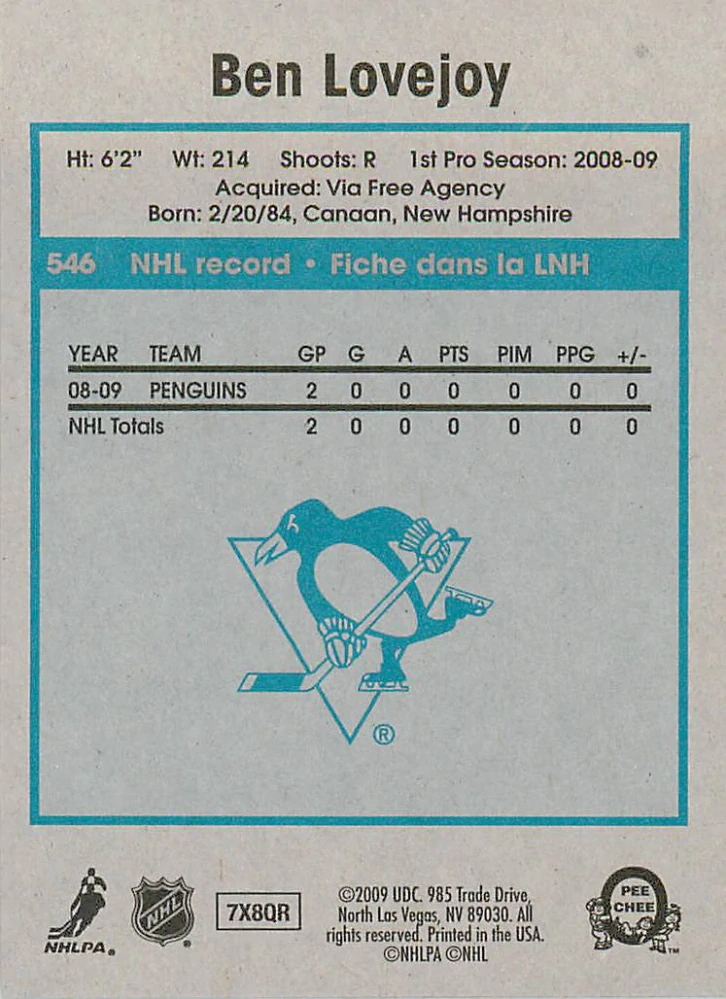 2009-10 UD O-Pee-Chee - Ben Lovejoy - Retro #546