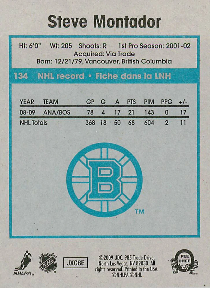 2009-10 UD O-Pee-Chee - Steve Montador - Retro #134