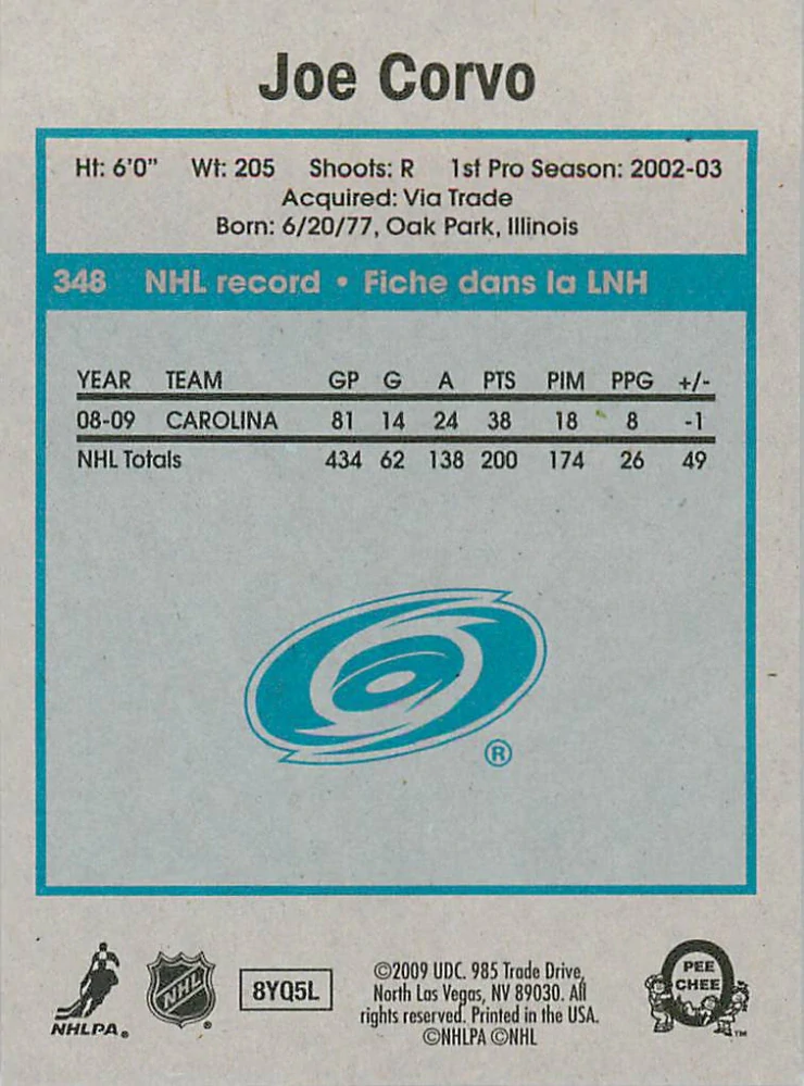 2009-10 UD O-Pee-Chee - Joe Corvo - Retro #348