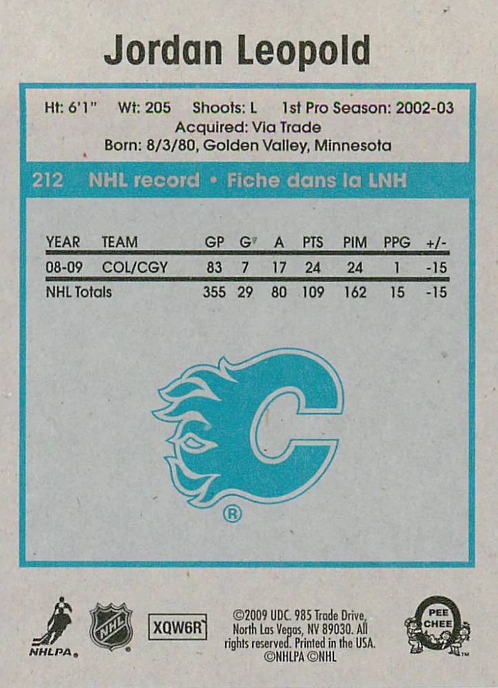2009-10 UD O-Pee-Chee - Jordan Leopold - Retro #212
