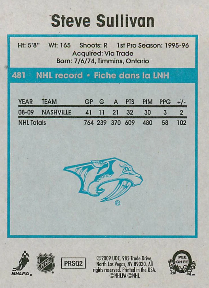 2009-10 UD O-Pee-Chee - Steve Sullivan - Retro #481