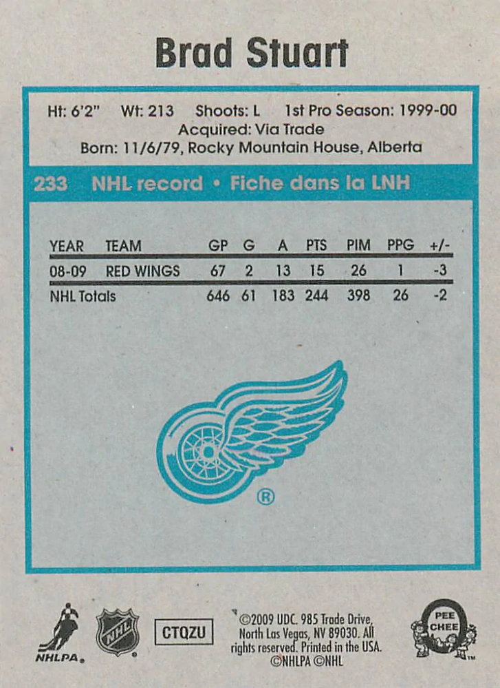 2009-10 UD O-Pee-Chee - Brad Stuart - Retro #233
