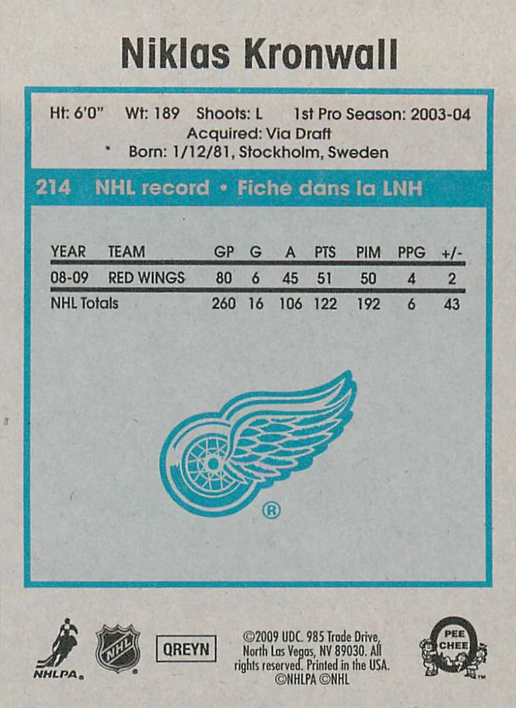 2009-10 UD O-Pee-Chee - Niklas Kronwall - Retro #214