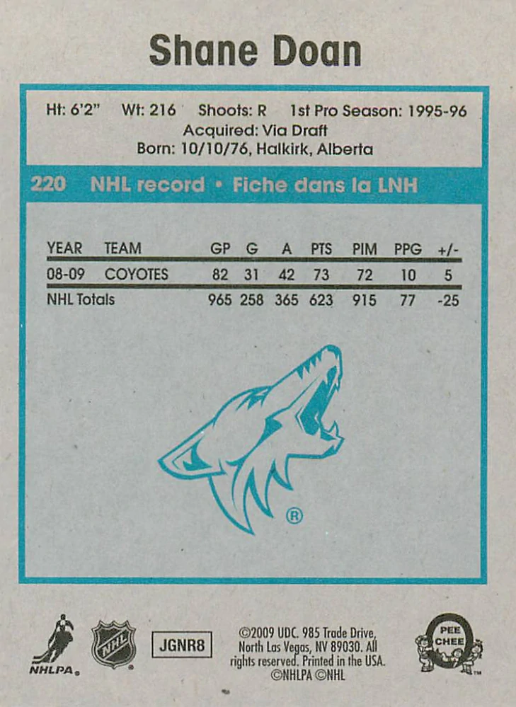 2009-10 UD O-Pee-Chee - Shane Doan - Retro #220