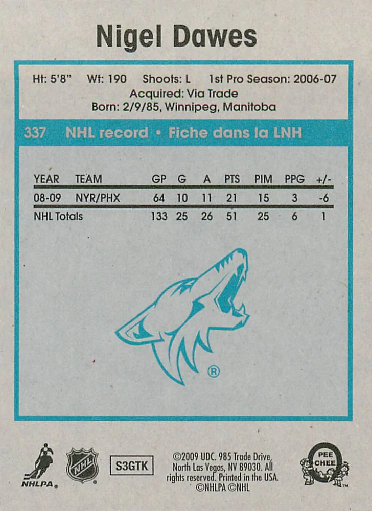 2009-10 UD O-Pee-Chee - Nigel Dawes - Retro #337