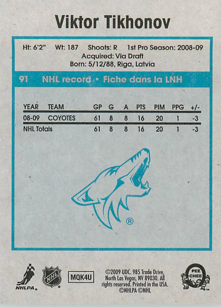 2009-10 UD O-Pee-Chee - Viktor Tikhonov - Retro #91