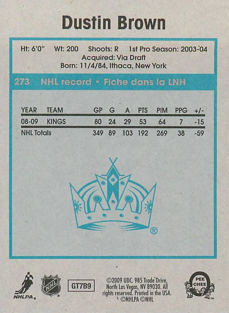 2009-10 UD O-Pee-Chee - Dustin Brown - Retro #273