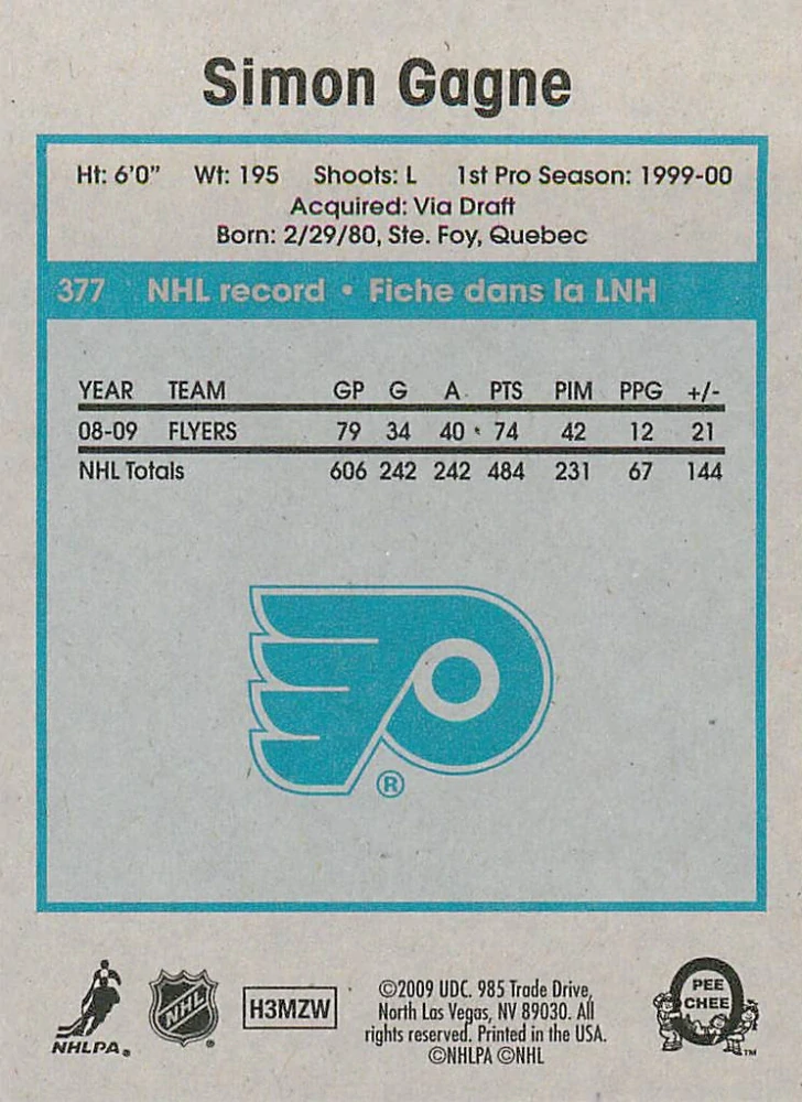 2009-10 UD O-Pee-Chee - Simon Gagne - Retro #377
