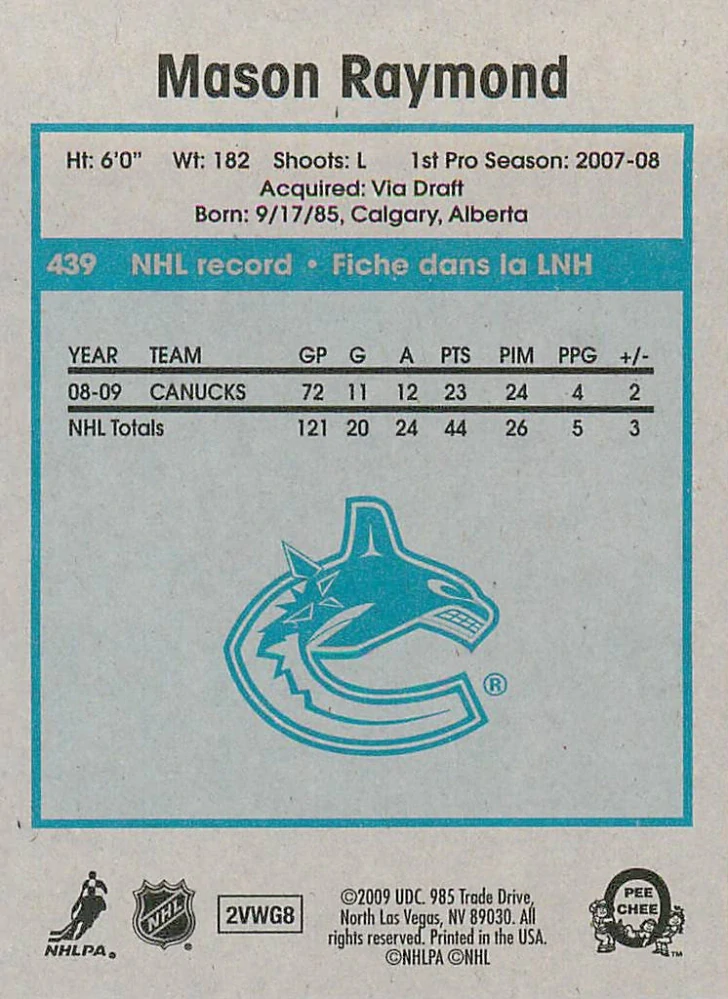 2009-10 UD O-Pee-Chee - Mason Raymond - Retro #439