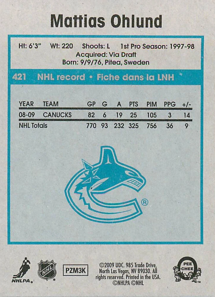 2009-10 UD O-Pee-Chee - Mattias Ohlund - Retro #421