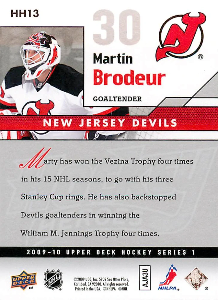 2009-10 UD Series 1 - Martin Brodeur - Hockey Heroes #HH13