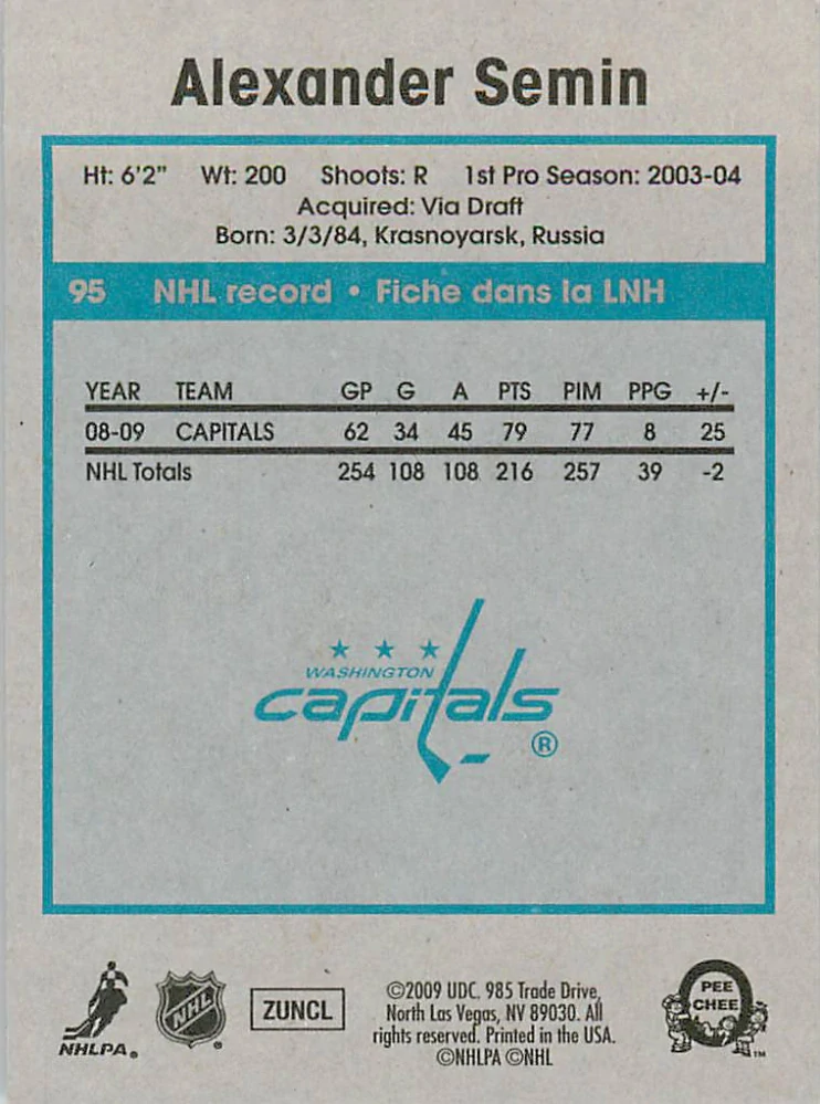 2009-10 UD O-Pee-Chee - Alexander Semin - Retro #95