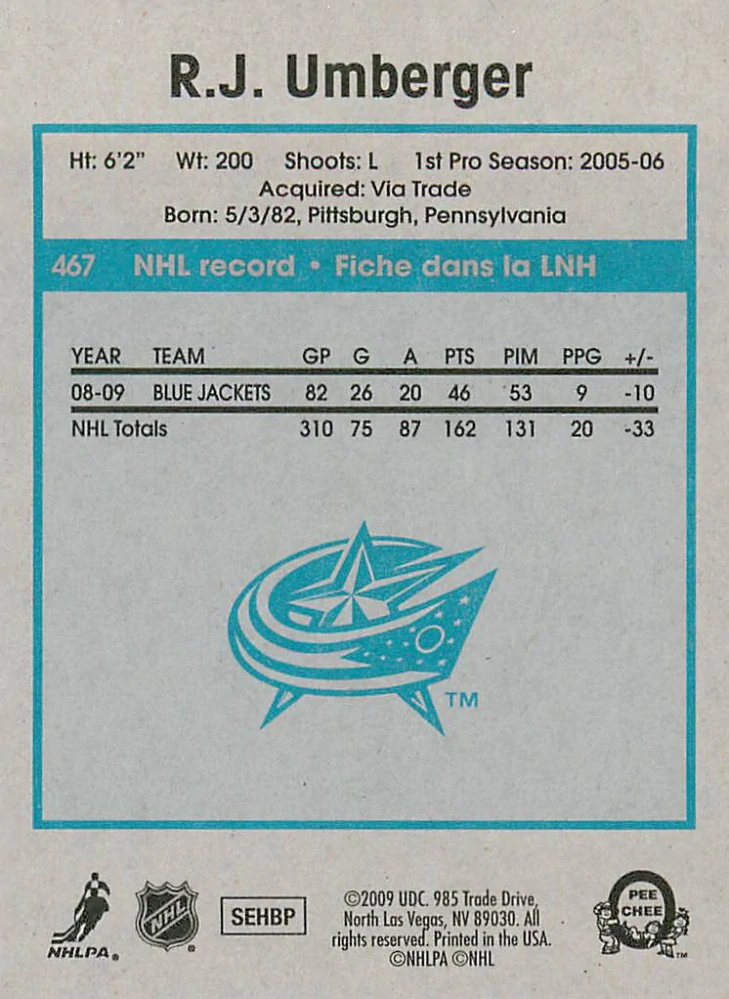 2009-10 UD O-Pee-Chee - R.J. Umberger - Retro #467