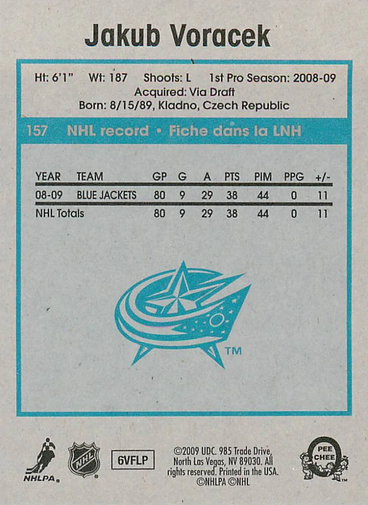 2009-10 UD O-Pee-Chee - Jakub Voráček - Retro #157
