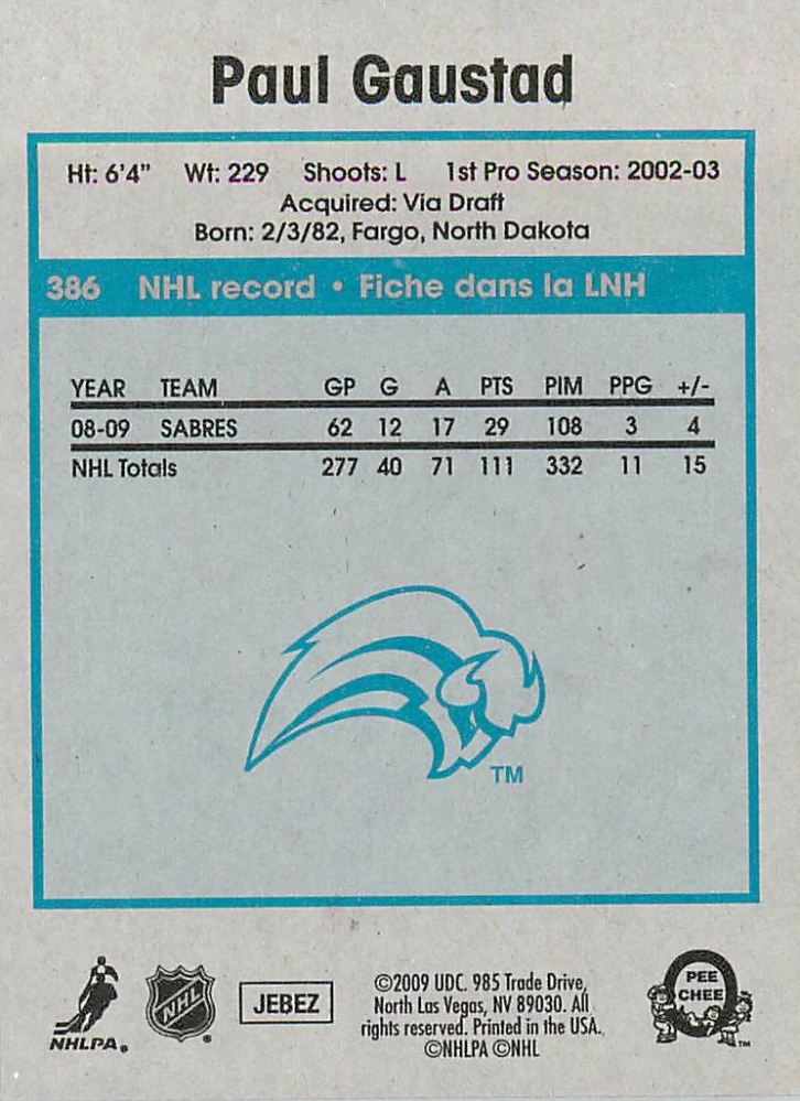 2009-10 UD O-Pee-Chee - Paul Gaustad - Retro #386