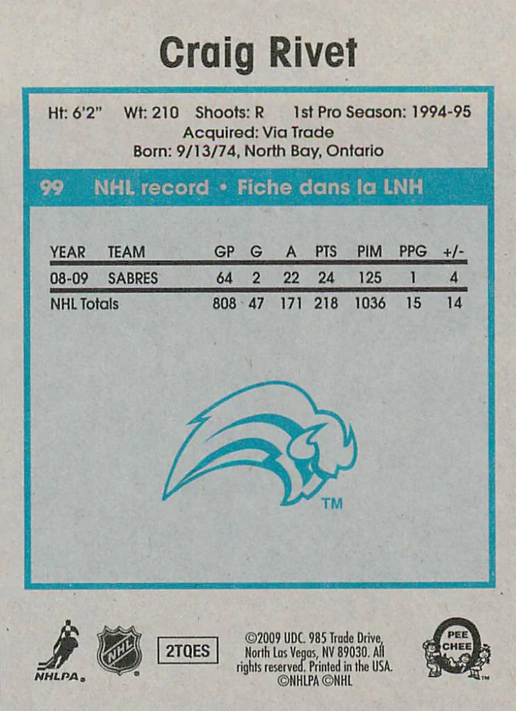 2009-10 UD O-Pee-Chee - Craig Rivet - Retro #99