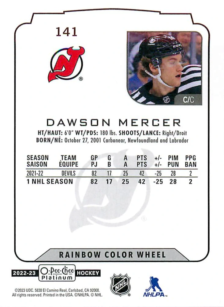 2022-23 UD O-Pee-Chee Platinum - Dawson Mercer - Rainbow Color Wheel #141