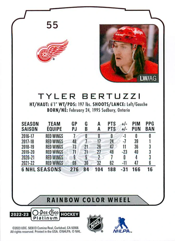 2022-23 UD O-Pee-Chee Platinum - Tyler Bertuzzi - Rainbow Color Wheel #55