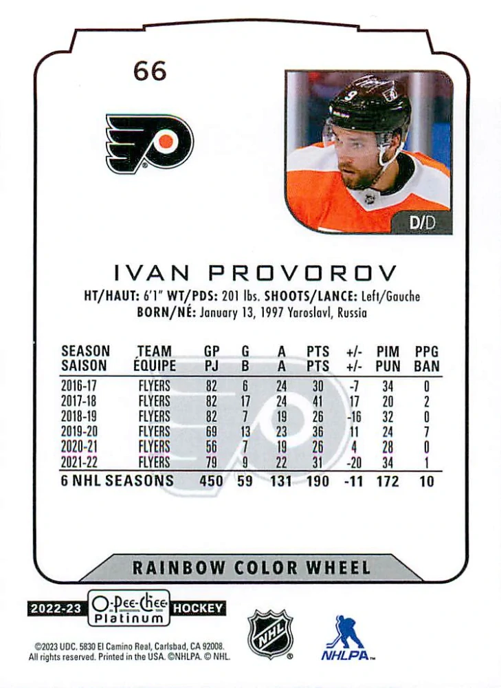 2022-23 UD O-Pee-Chee Platinum - Ivan Provorov - Rainbow Color Wheel #66