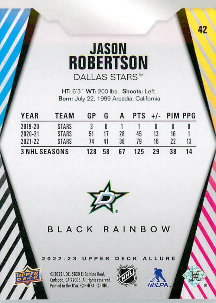 2022-23 UD Allure - Jason Robertson - Black Rainbow #42