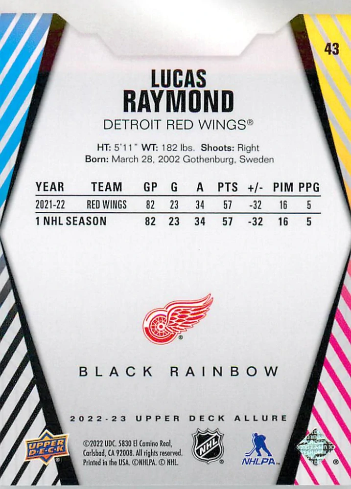 2022-23 UD Allure - Lucas Raymond - Black Rainbow #43