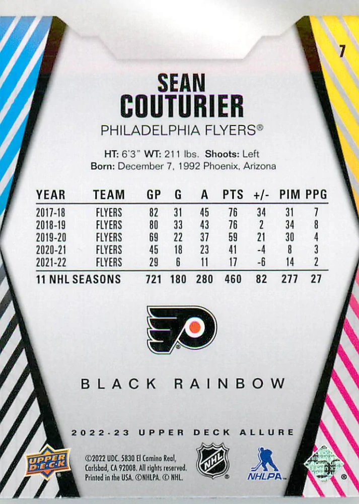 2022-23 UD Allure - Sean Couturier - Black Rainbow #7