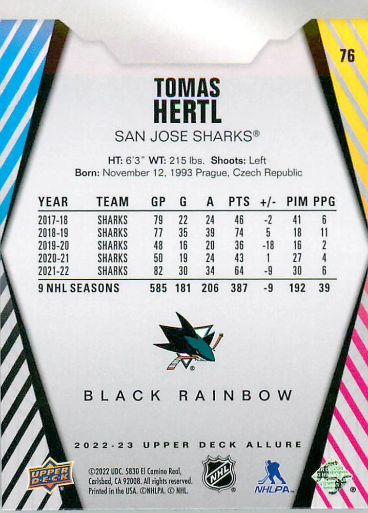 2022-23 UD Allure - Tomáš Hertl - Black Rainbow #76