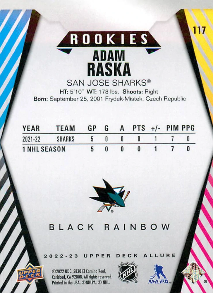 2022-23 UD Allure - Adam Raška - Rookies Black Rainbow #117