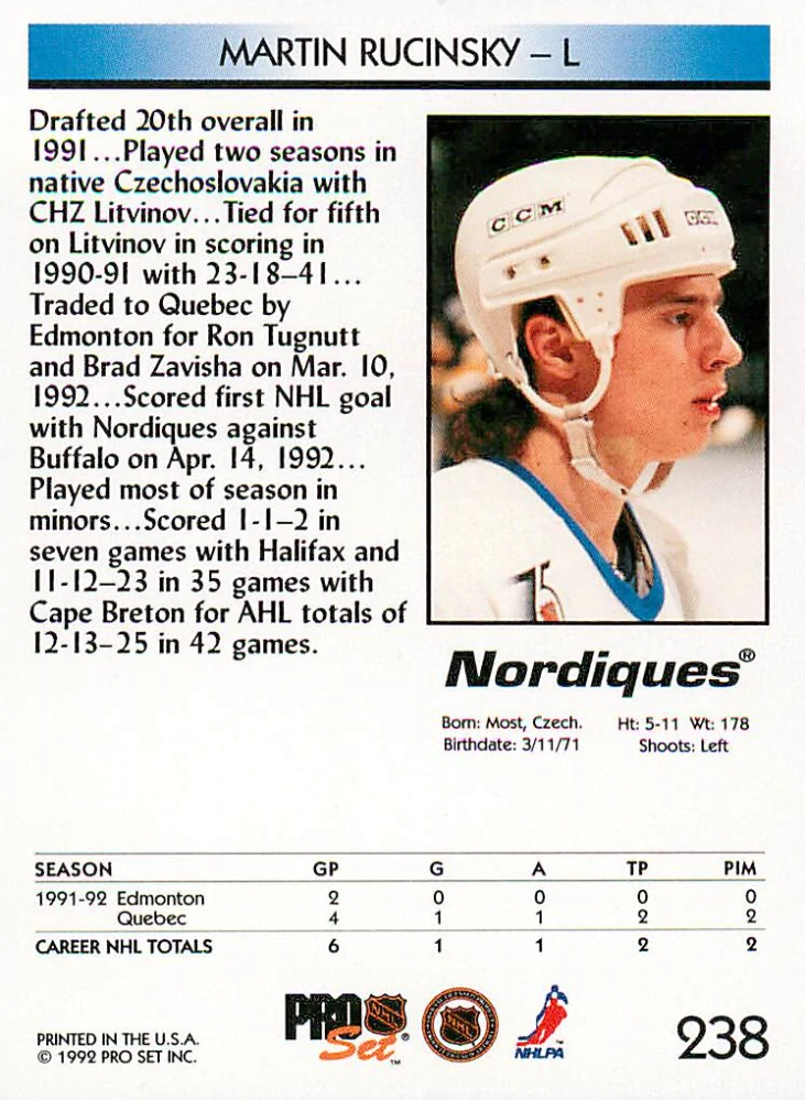 1992-93 Pro Set - Martin Ručinský #238