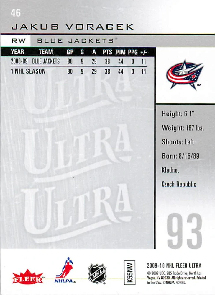 2009-10 Fleer Ultra - Jakub Voráček #46