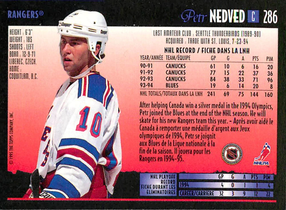 1994-95 O-Pee-Chee Premier - Petr Nedvěd #286