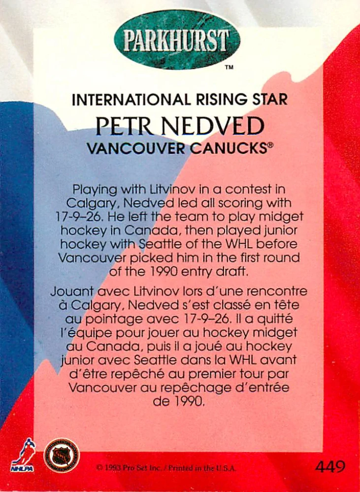1992-93 Parkhurst - Petr Nedvěd #449