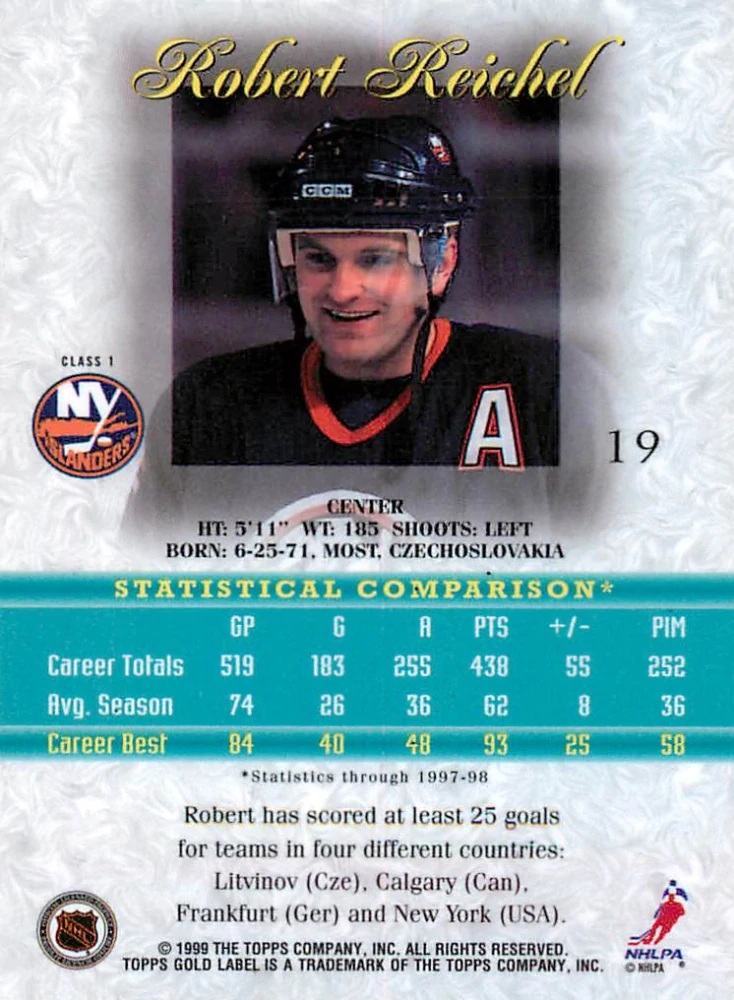1998-99 Topps Gold Label - Robert Reichel - Class 1 #19