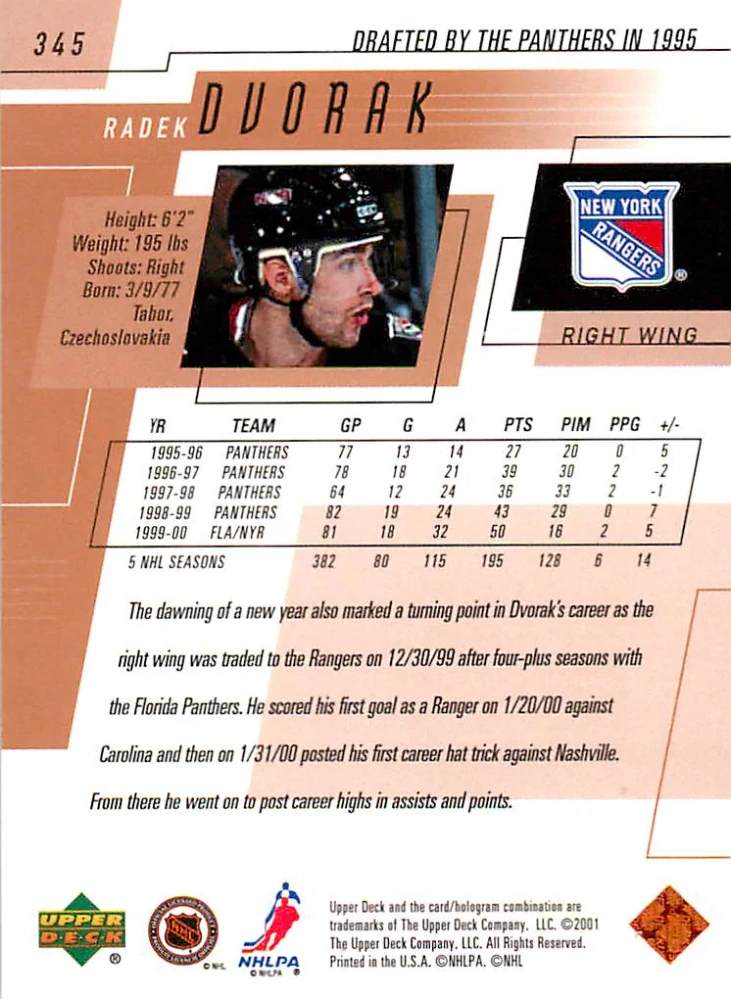 2000-01 UD Series 2 - Radek Dvořák #345