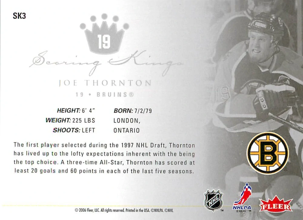 2005-06 Fleer Ultra - Joe Thornton - Scoring Kings #SK3