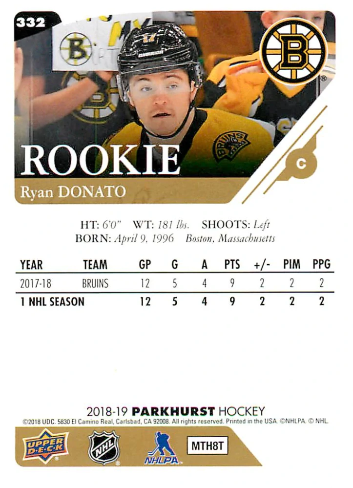 2018-19 UD Parkhurst - Ryan Donato - Rookie #332