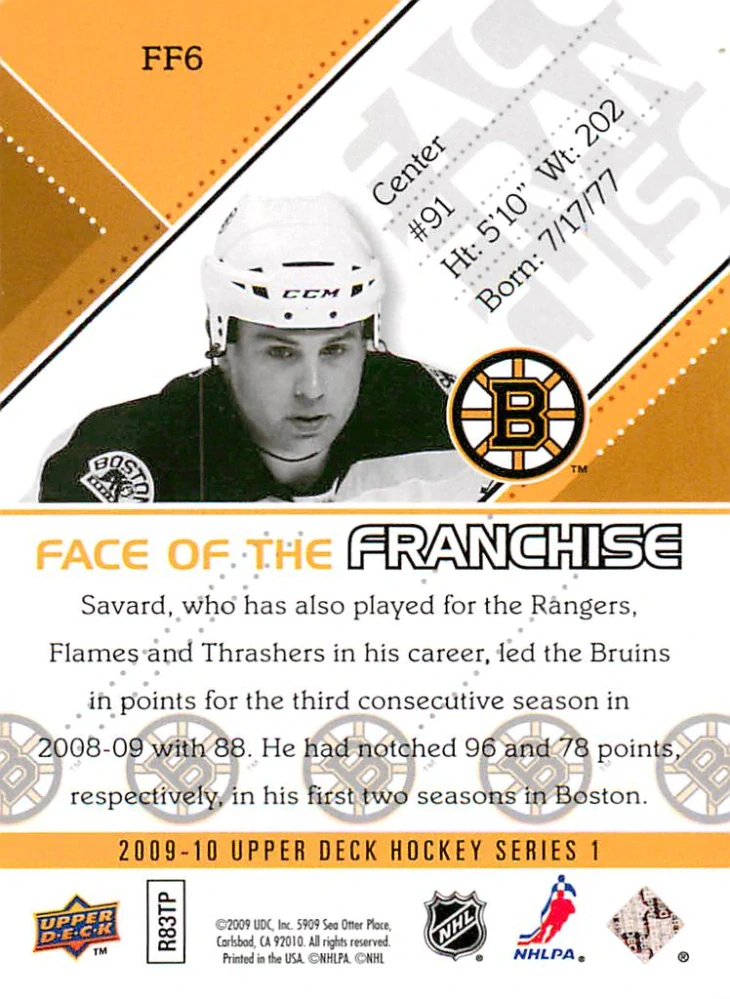 2009-10 UD Series 1 - Marc Savard - Face Of The Franchise #FF6